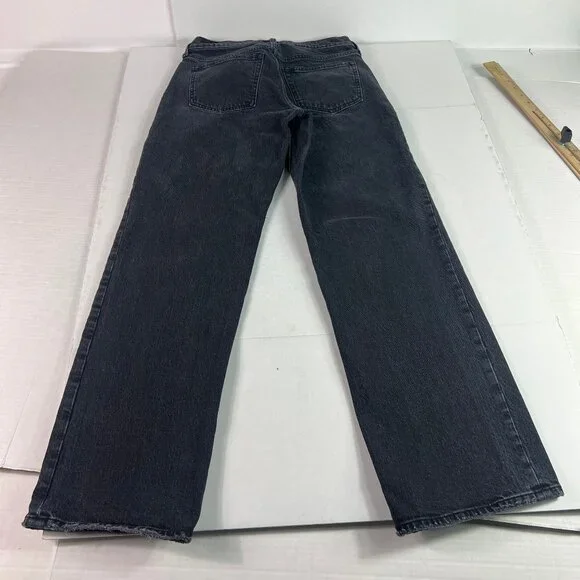 Abercrombie Fitch Jeans Women's 28x30* Low Rise Baggy Black Faded Denim Tag 25R - Picture 9 of 16